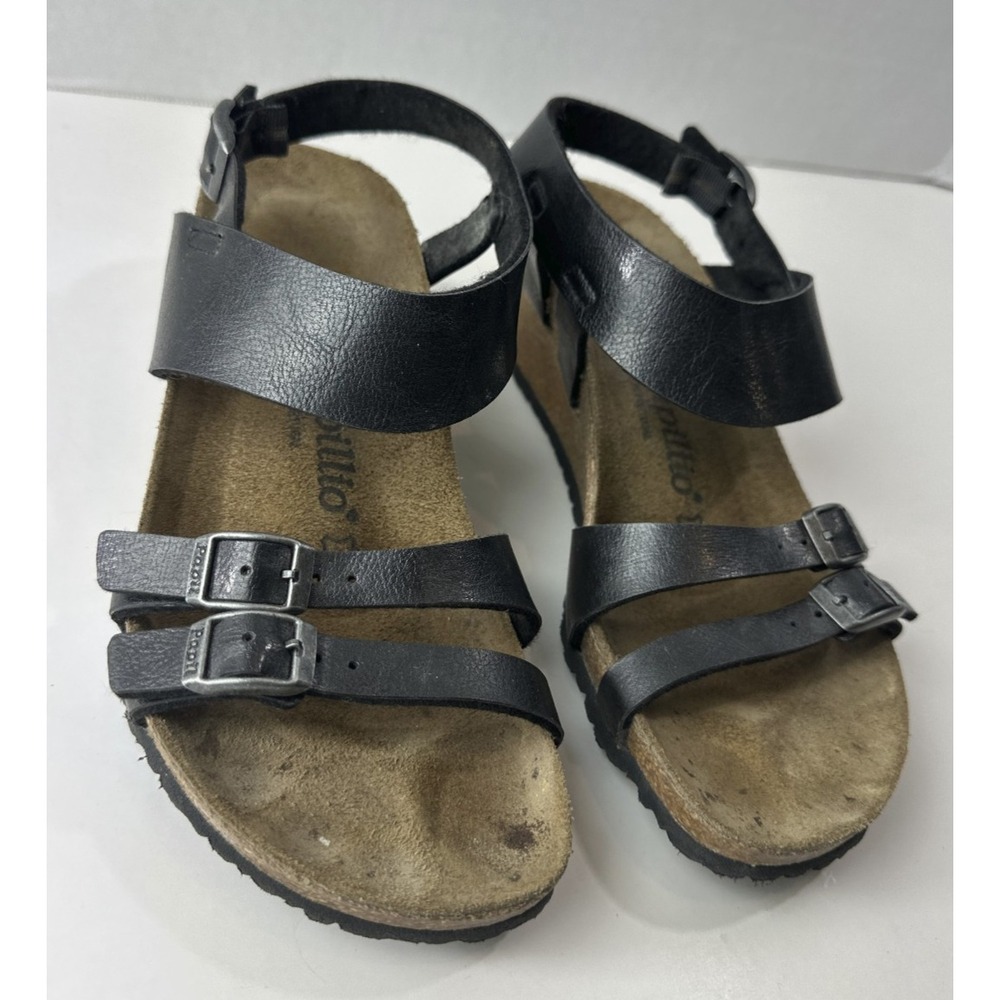 Birkenstock Papillio Ellen Wedge Sandals Women's 39 US 8 - 8.5 Black Strappy - Picture 2 of 12